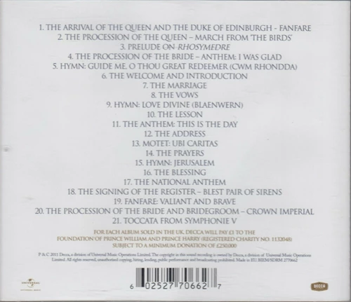 - The Royal Wedding – The Official Album CD (2011) Audio Quality Guaranteed