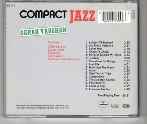 Sarah Vaughan - Compact Jazz CD (1995) Audio Quality Guaranteed Amazing Value