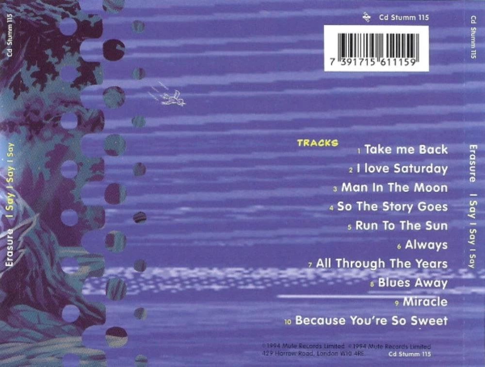 Erasure - I Say I Say I Say CD (1994) Audio Quality Guaranteed Amazing Value