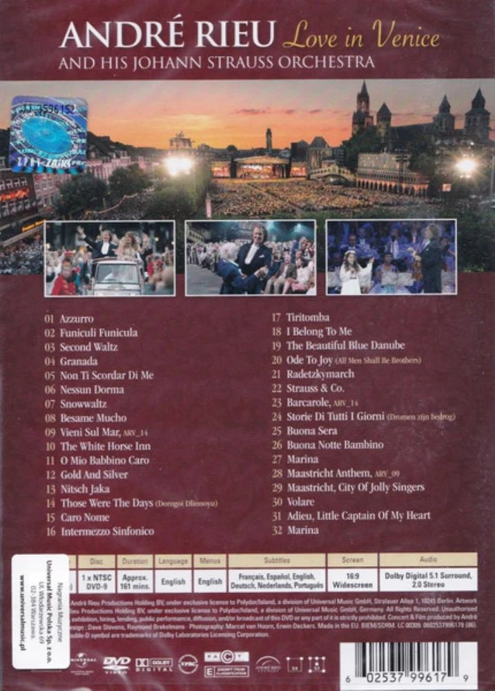 André Rieu And His Johan Strauss Orchestra* – Love In Venice DVD Concert (2014)