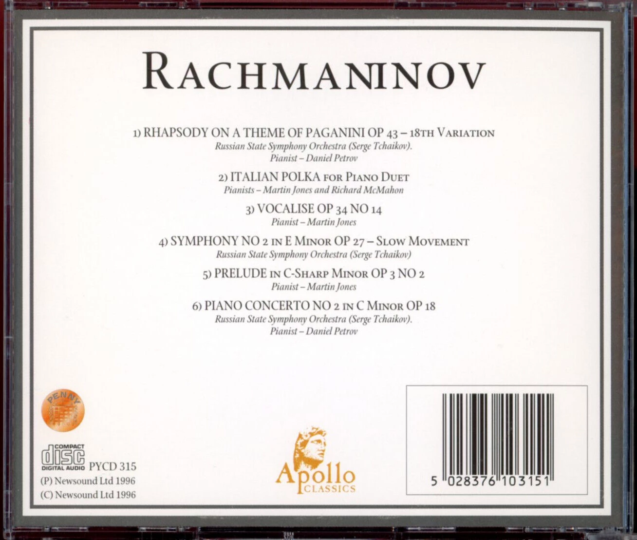 Rachmaninov - Rachmaninov CD (1996) Audio Quality Guaranteed Amazing Value