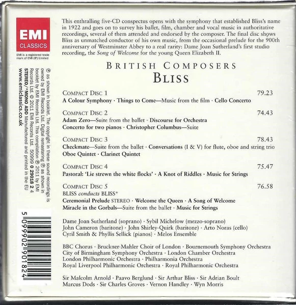 Arthur Bliss - British Composers: Bliss CD (2011) Audio Quality Guaranteed
