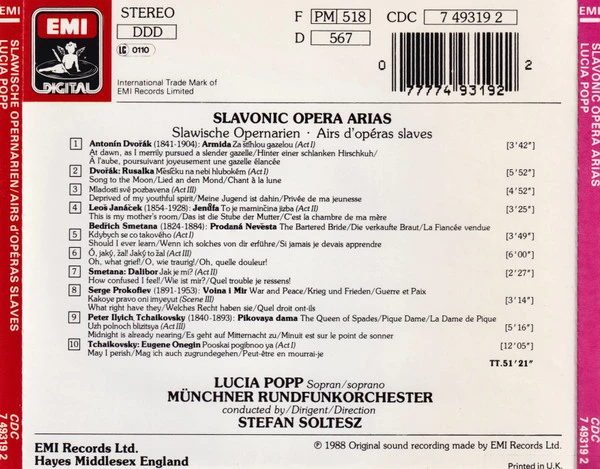 Lucia Popp - Slavonic Opera Arias CD (1996) Audio Quality Guaranteed