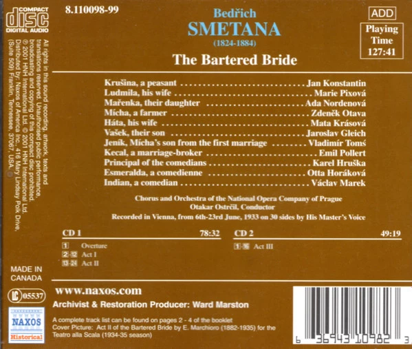 Bedřich Smetana - The Bartered Bride CD (2001) Audio Quality Guaranteed