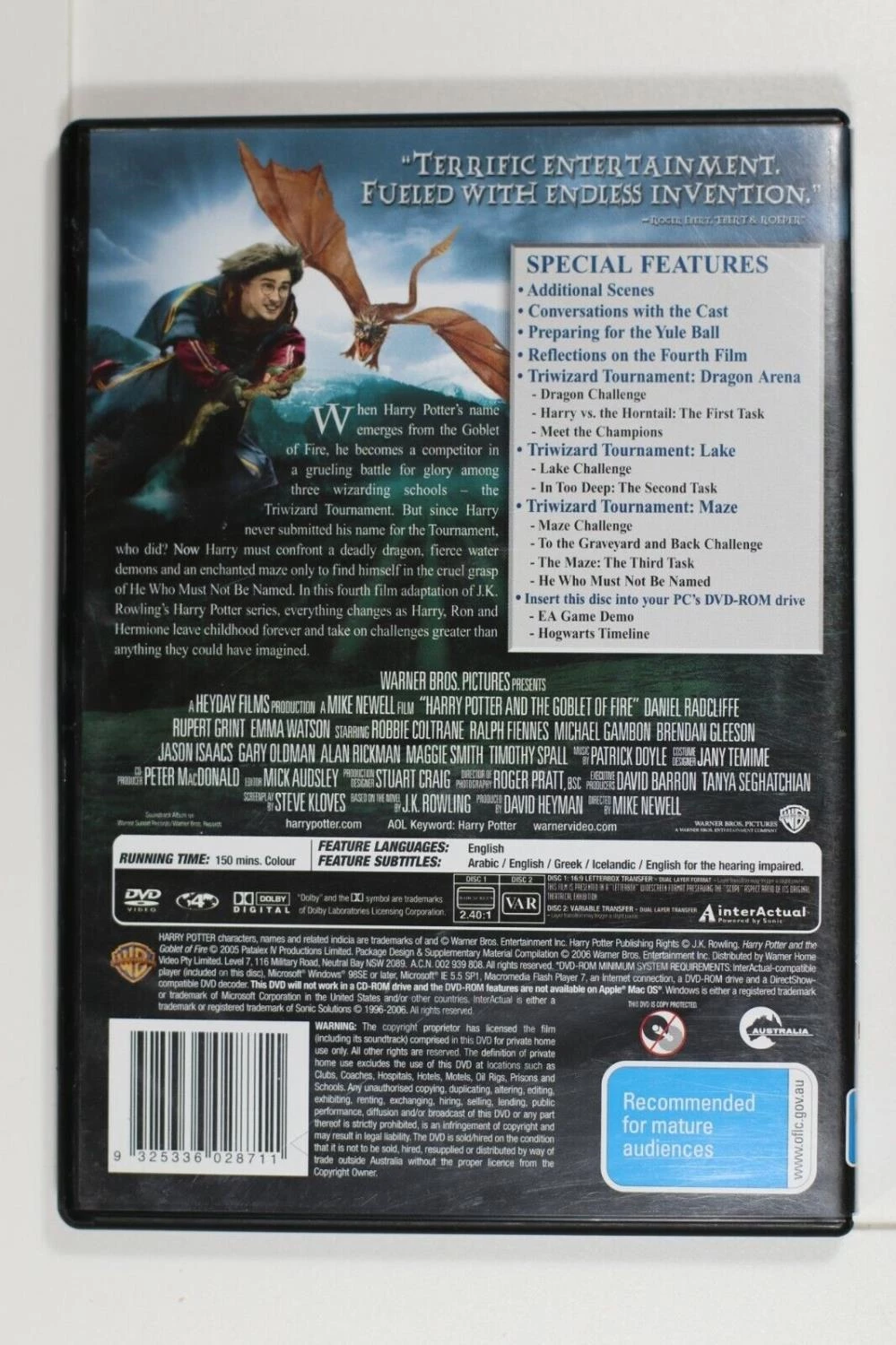 Harry Potter And The Goblet Of Fire DVD Action/Adventure (2005) Rupert Grint