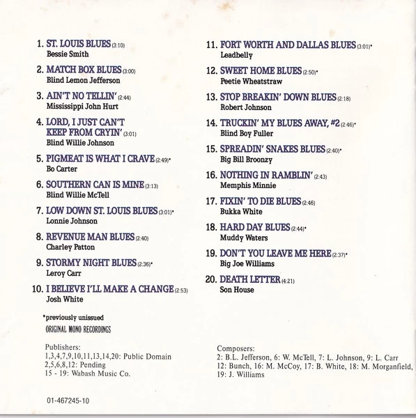 Various - Legends Of The Blues: Volume One CD (N/A) Audio Quality Guaranteed