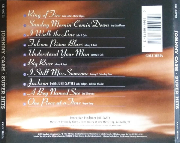 Johnny Cash - Super Hits CD (1994) Audio Quality Guaranteed Reuse Reduce Recycle