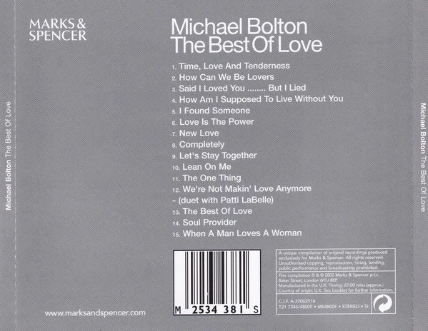 Michael Bolton - The Best Of Love CD (2002) Audio Quality Guaranteed