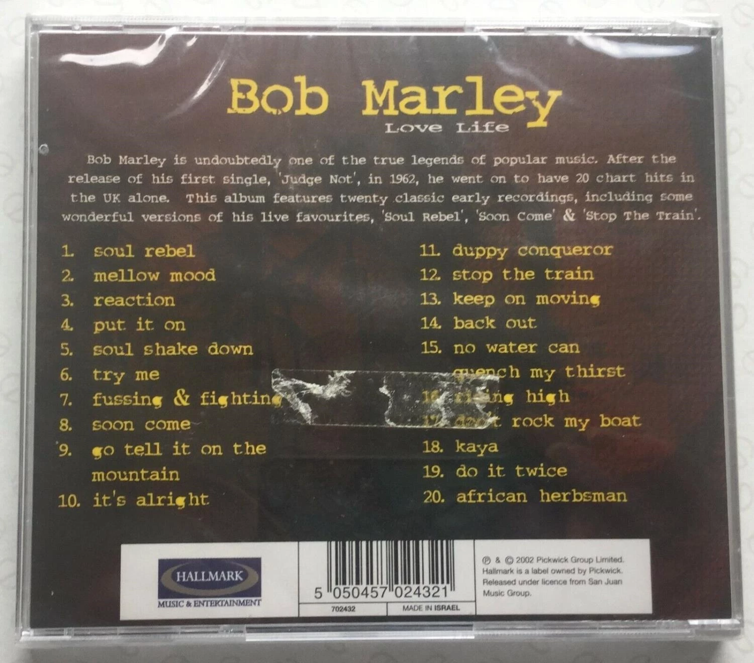 Bob Marley - Love Life CD (2002) Audio Quality Guaranteed Reuse Reduce Recycle