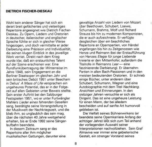 Dietrich Fischer-Dieskau - Dietrich Fischer-Dieskau CD (1993) Audio