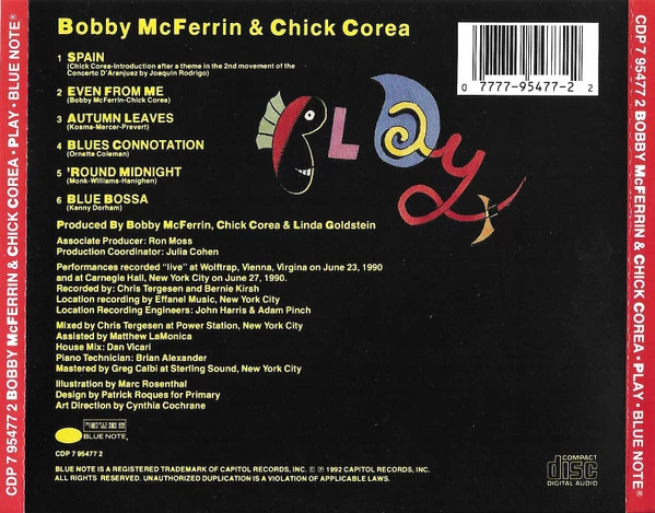 Bobby McFerrin - Play CD (2000) Audio Quality Guaranteed Reuse Reduce Recycle