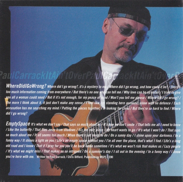 Paul Carrack - It Ain't Over CD (2003) Audio Quality Guaranteed Amazing Value