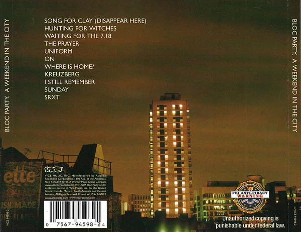 Bloc Party - A Weekend In The City CD (2016) Audio Quality Guaranteed