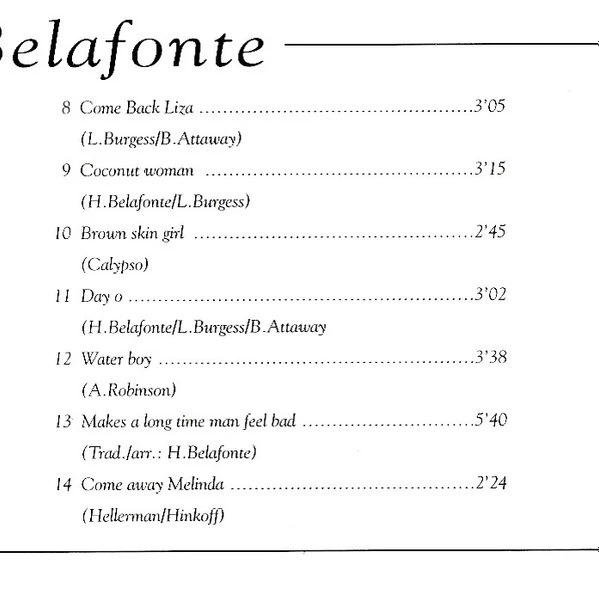 Harry Belafonte - Island In The Sun His Greatest Hits CD (1994) Audio