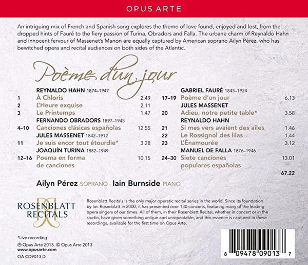 Ailyn Pérez / Iain Burnside - Poème D'un Jour CD (2013) Audio Quality Guaranteed