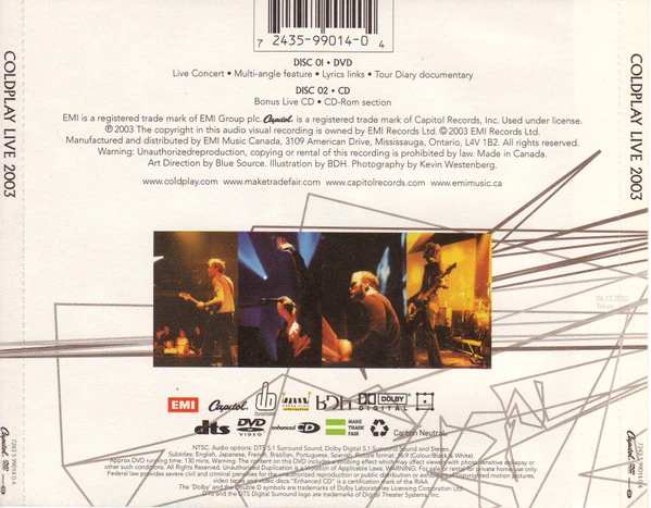 Coldplay - Live 2003 CD (2003) Audio Quality Guaranteed Reuse Reduce Recycle