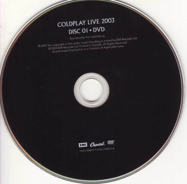 Coldplay - Live 2003 CD (2003) Audio Quality Guaranteed Reuse Reduce Recycle