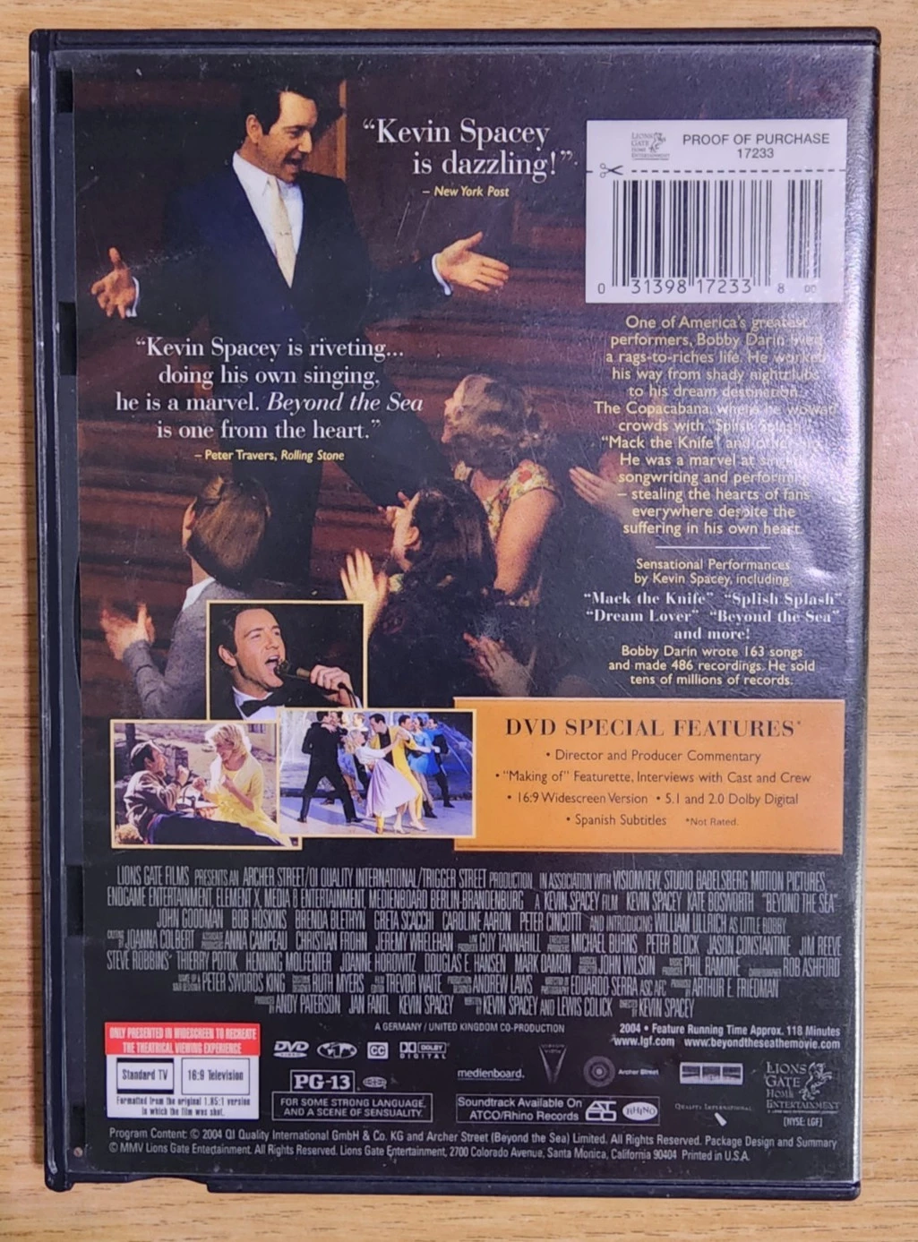 Beyond the Sea DVD Drama, Music & Concerts Kevin Spacey, Kate Bosworth