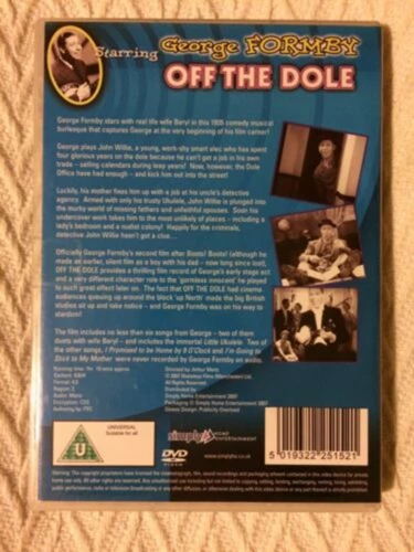 Off The Dole DVD Comedy (2008) George Formby Free Royal Mail Delivery