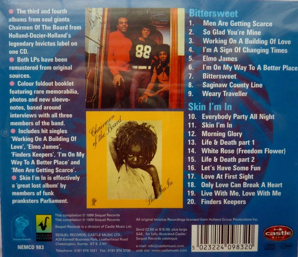 Chairmen Of The Board - Bittersweet / Skin I'm In CD (1999) Audio Amazing Value