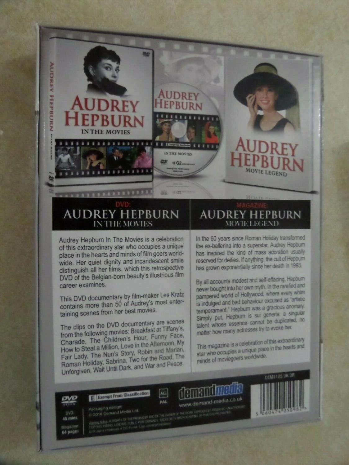 Audrey Hepburn 'Movie Legend' DVD N/A (2016) Free Royal Mail Delivery