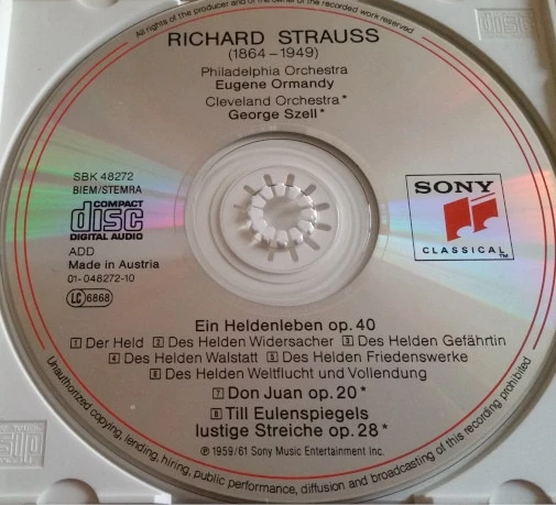 Richard Strauss - Ein Heldenleben • Don Juan • Till Eulenspiegel CD (2001) Audio