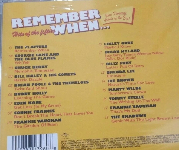 Various - Remember When ... Hits Of The Fifties CD (2009) Audio Amazing Value