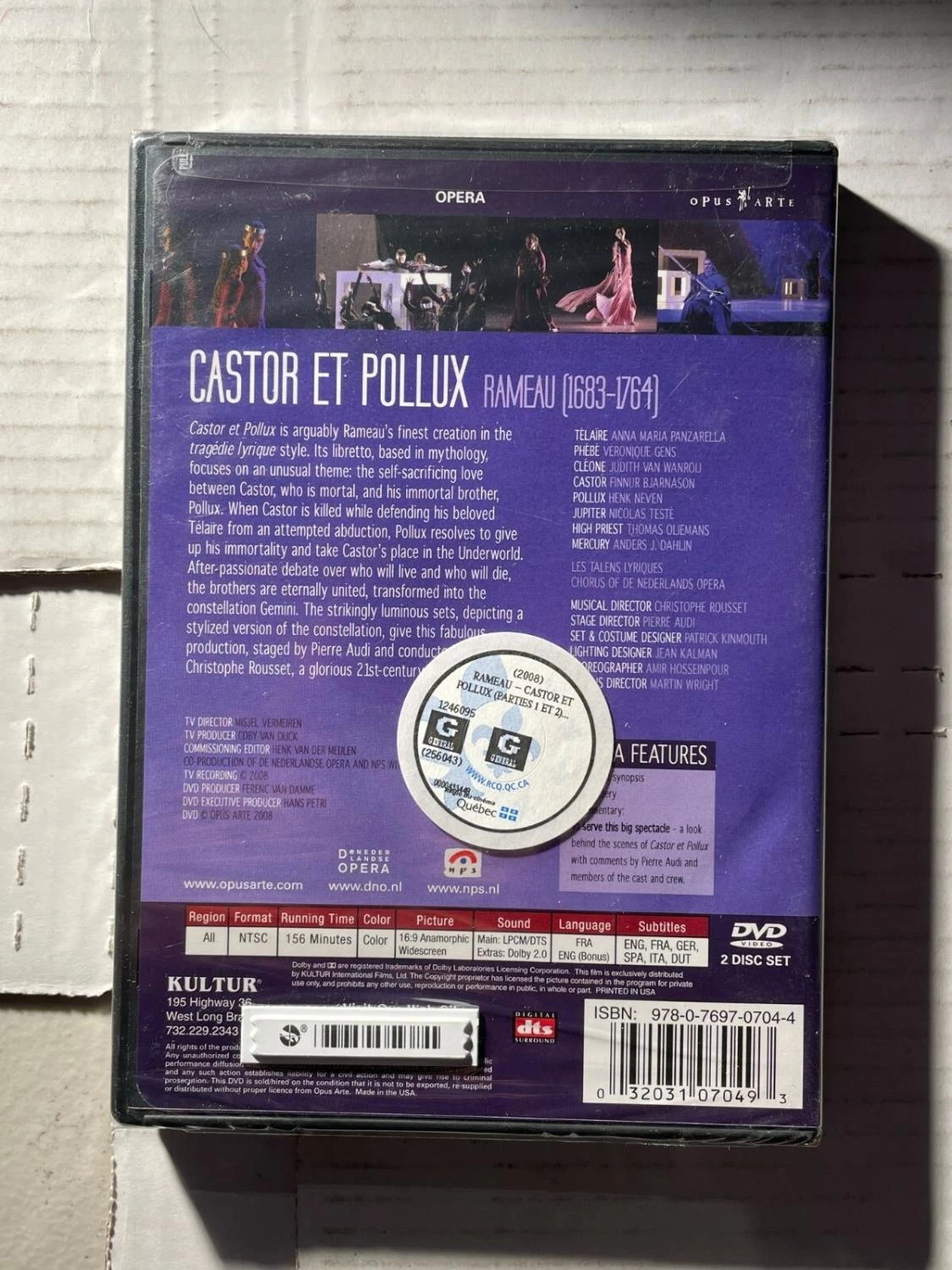Rameau - Castor et Pollux DVD (2008) Free Royal Mail Delivery Quality Guaranteed