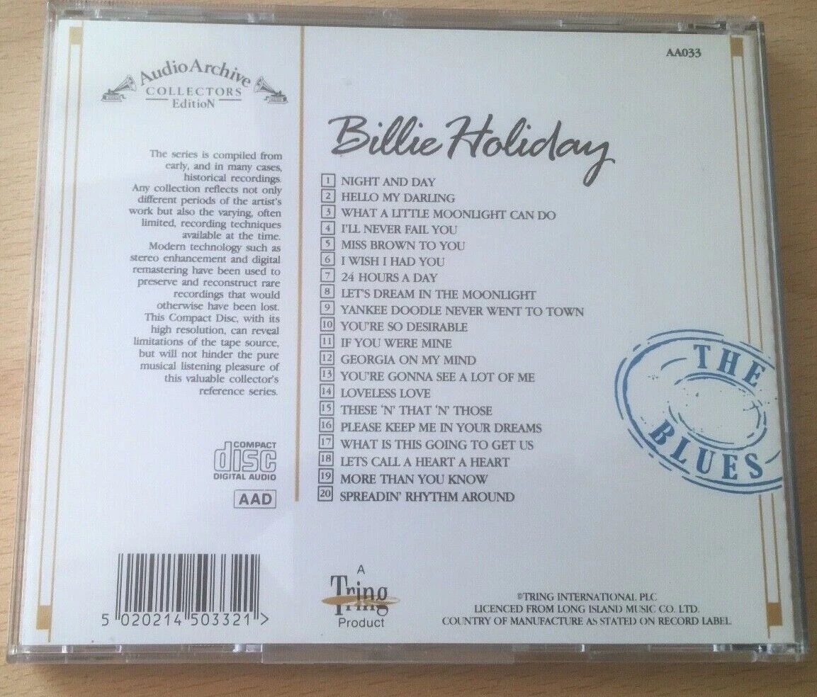Billie Holiday - 20 Reflective Recordings CD (N/A) Audio Quality Guaranteed