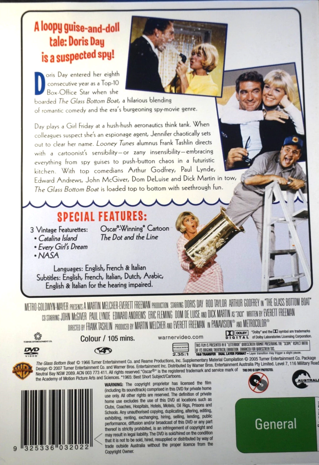 The Glass Bottom Boat DVD Comedy (1966) Doris Day Free Royal Mail Delivery
