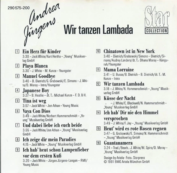 Andrea Jürgens - Star Collection - Wir Tanzen Lambada CD (1991) Audio