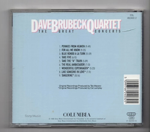 Brubeck, Dave - The Great Concerts CD (1988) Audio Quality Guaranteed