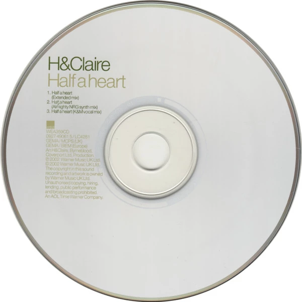 H & Claire - Half A Heart CD (2002) Audio Quality Guaranteed Amazing Value
