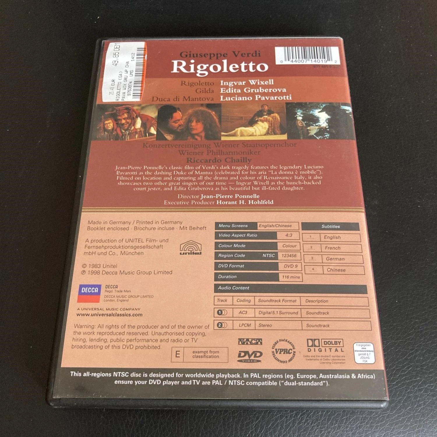 Verdi: Rigoletto -- Vienna/Chailly DVD Musicals & Broadway (2006) Amazing Value