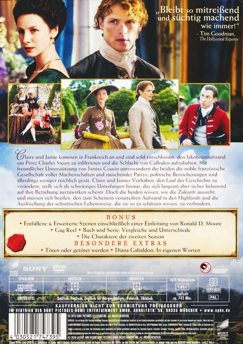 Outlander - Season 2 DVD (10/19/2023) Tobias Menzies Free Royal Mail Delivery