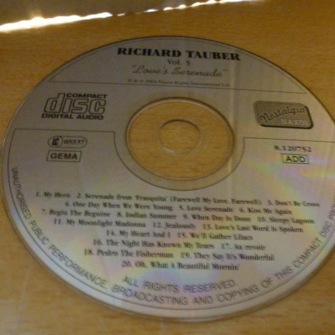 Richard Tauber - Vol.3 "Love's Serenade" CD (05/31/2004) Audio Amazing Value