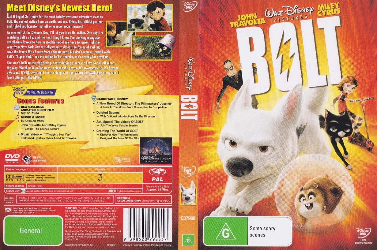 Bolt DVD Animation (2008) Free Royal Mail Delivery Quality Guaranteed