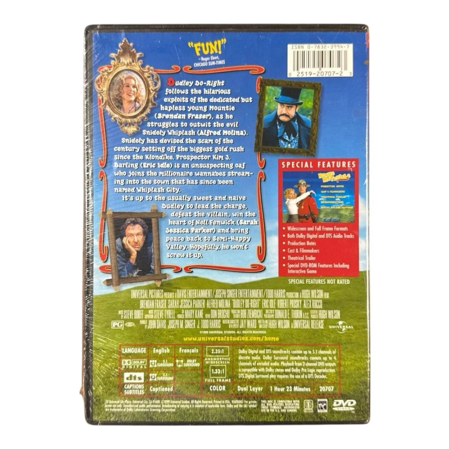 Dudley Do-Right DVD comedy (1999) Brendan Fraser, Sarah Jessica Parker