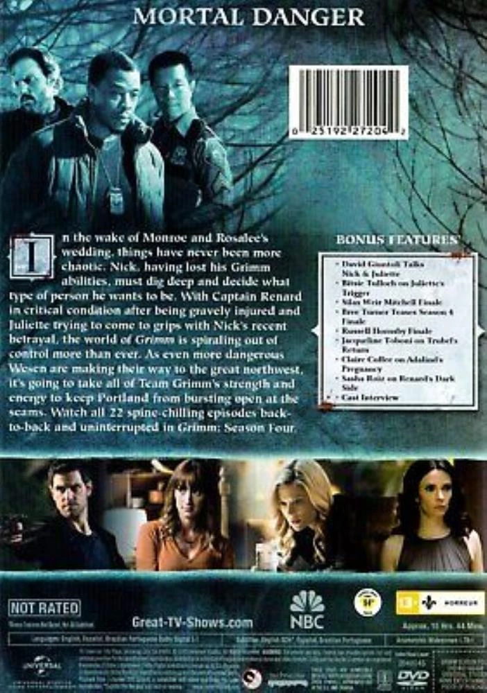 Grimm: Season Four DVD Drama (2015) New Free Royal Mail Delivery Amazing Value