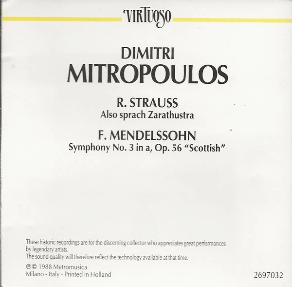 Dimitri Mitropoulos - CD (1995) Audio Quality Guaranteed Reuse Reduce Recycle