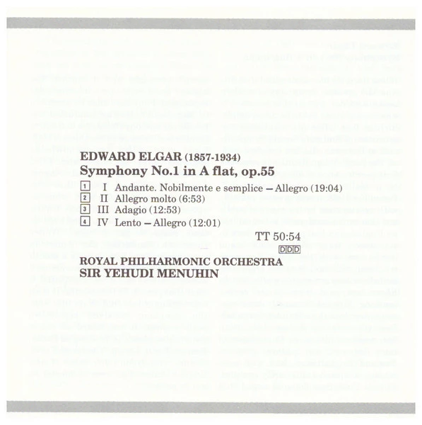 Sir Edward Elgar - Symphony No. 1 CD (1989) Audio Quality Guaranteed