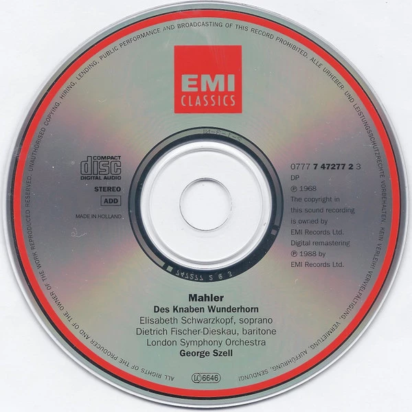 Gustav Mahler - Des Knaben Wunderhorn CD (1988) Audio Quality Guaranteed
