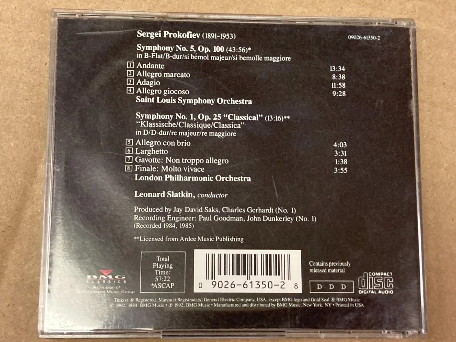 Leonard Slatkin (conductor) - Sergei Prokofiev: Symphony No. 5; Symphony No. 1
