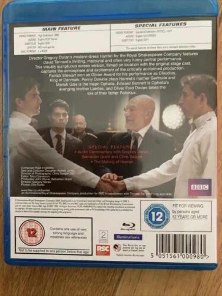 Hamlet Blu-ray (2009) David Tennant Quality Guaranteed Reuse Reduce Recycle