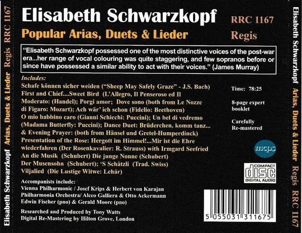 Elisabeth Schwarzkopf - Arias, Duets & Lieder CD (2003) Audio Quality Guaranteed