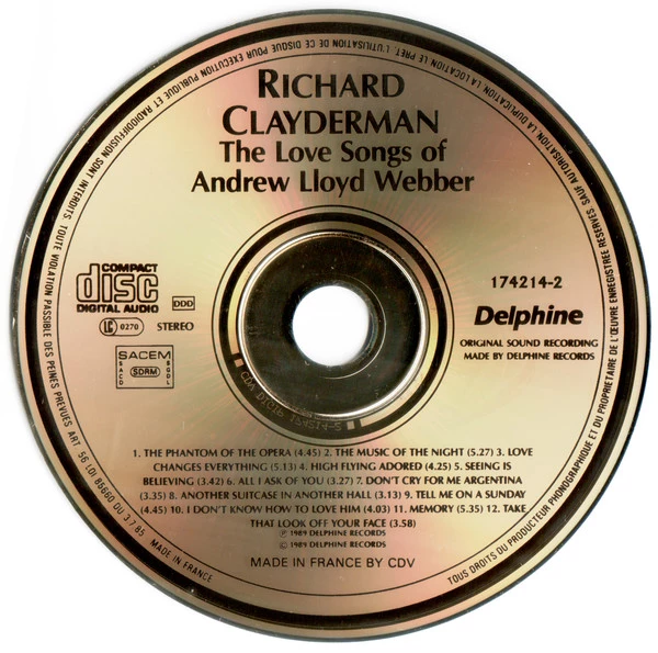 Richard Clayderman - The Love Songs of Andrew Lloyd Webber CD (N/A) Audio