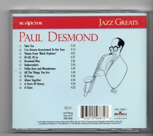 Desmond, Paul - Jazz Greats CD (1998) Audio Quality Guaranteed Amazing Value