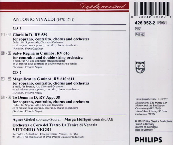 Antonio Vivaldi - CD (1991) Audio Quality Guaranteed Reuse Reduce Recycle