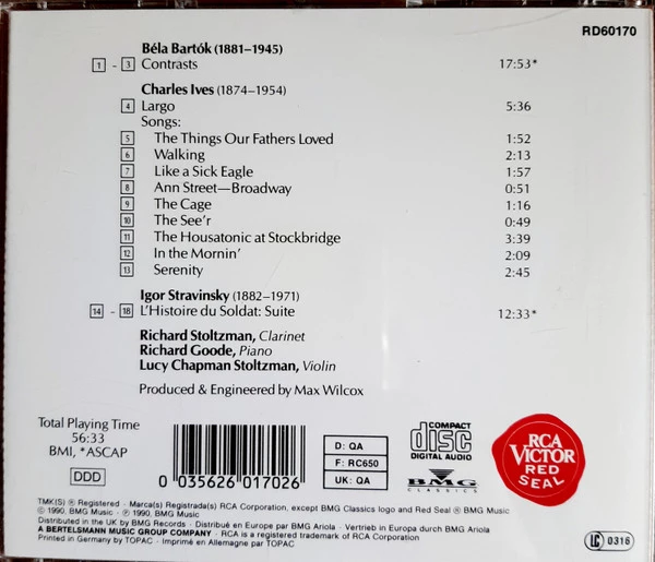 Béla Bartók - Bartok, Ives, Stravinsky CD (1990) Audio Quality Guaranteed
