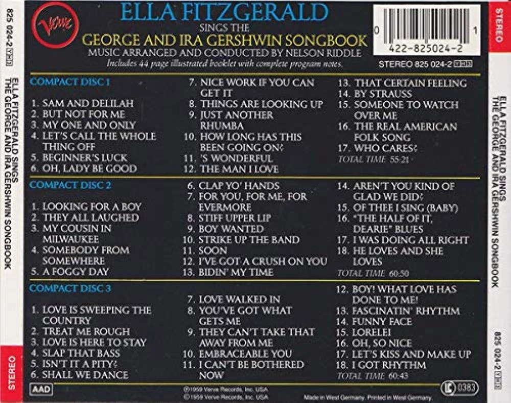 Ella Fitzgerald - The George and Ira Gershwin Song Book CD (1987) Audio